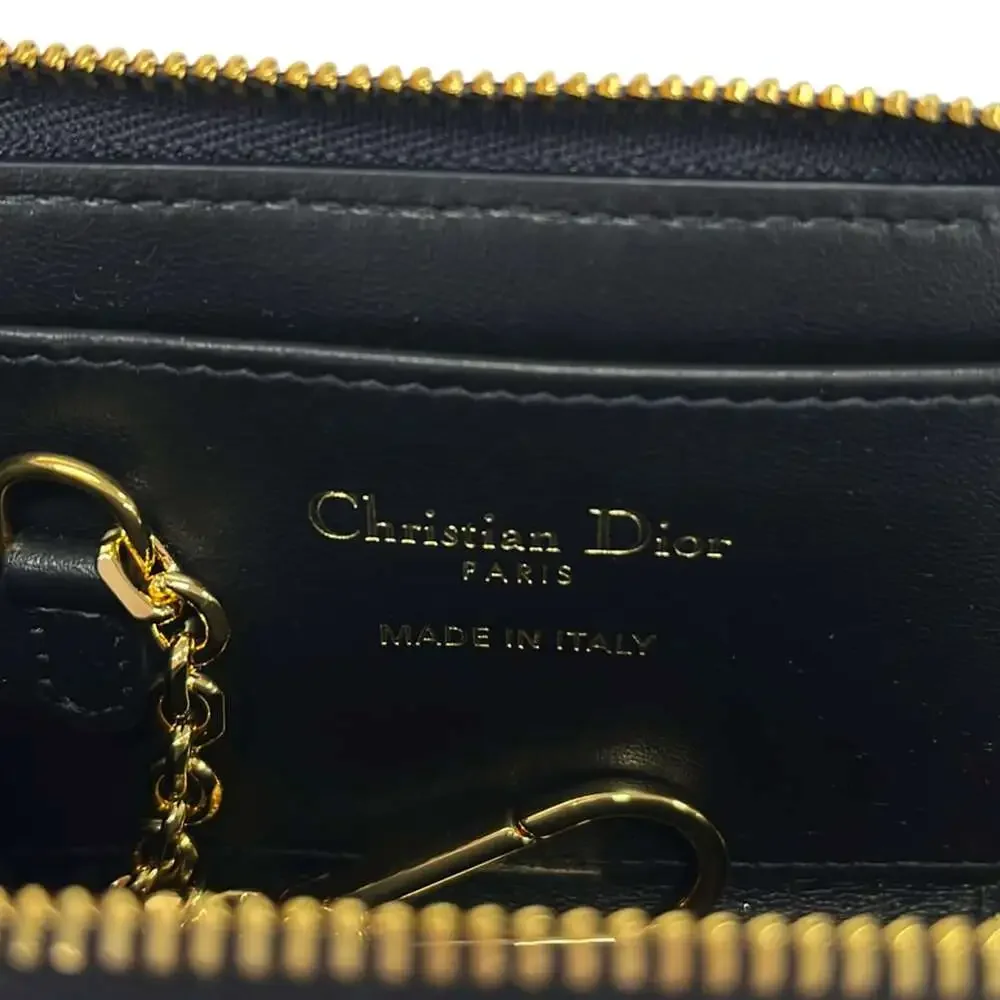 Christian Dior 30 Montagne Coin Case S2392UTZQ928U Navy Cream Jacquard Leather